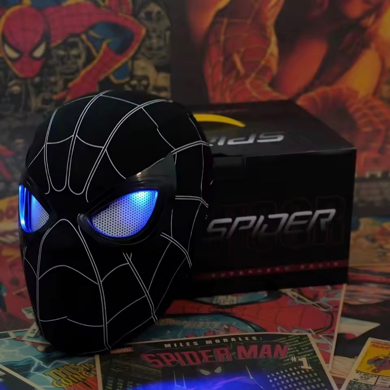 Spider-Man Maske + Steuer-Ring