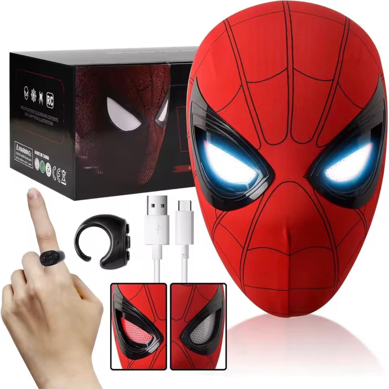 Spider-Man Maske + Steuer-Ring